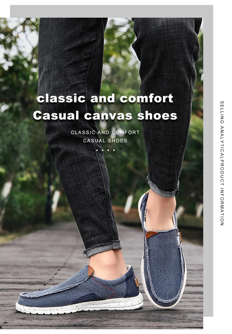 Men Canvas Shoes Slip On Loafers Summer Breathable Sneakers Men Comfty Casual Men Shoes Lightweight Flats Men Walking Zapatos