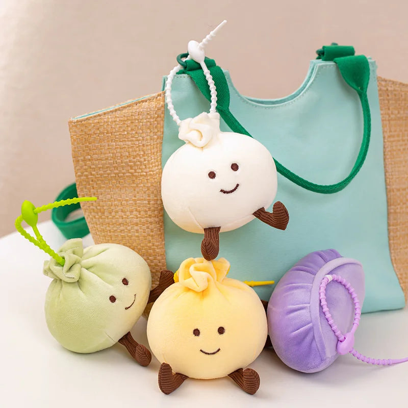 New Steamed Stuffed Bun Dumpling Pendant Imitation Food Cartoon Soft Plush Cotton Toys Stuffed Chinese Food Doll Bag Decoration