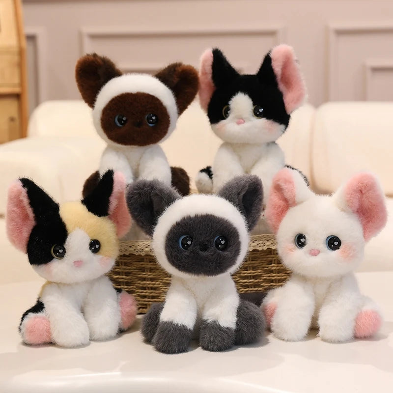 Cute Calico Cat Plush Toy Lifelike Devon Cat Soft Animal Doll Office Classroom Desk Decoration Kids Toys Gift Cat Lovers