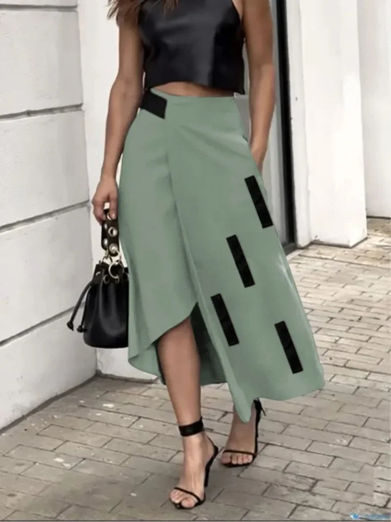 Women's Asymmetrical Hem Cotton Maxi Skirt
