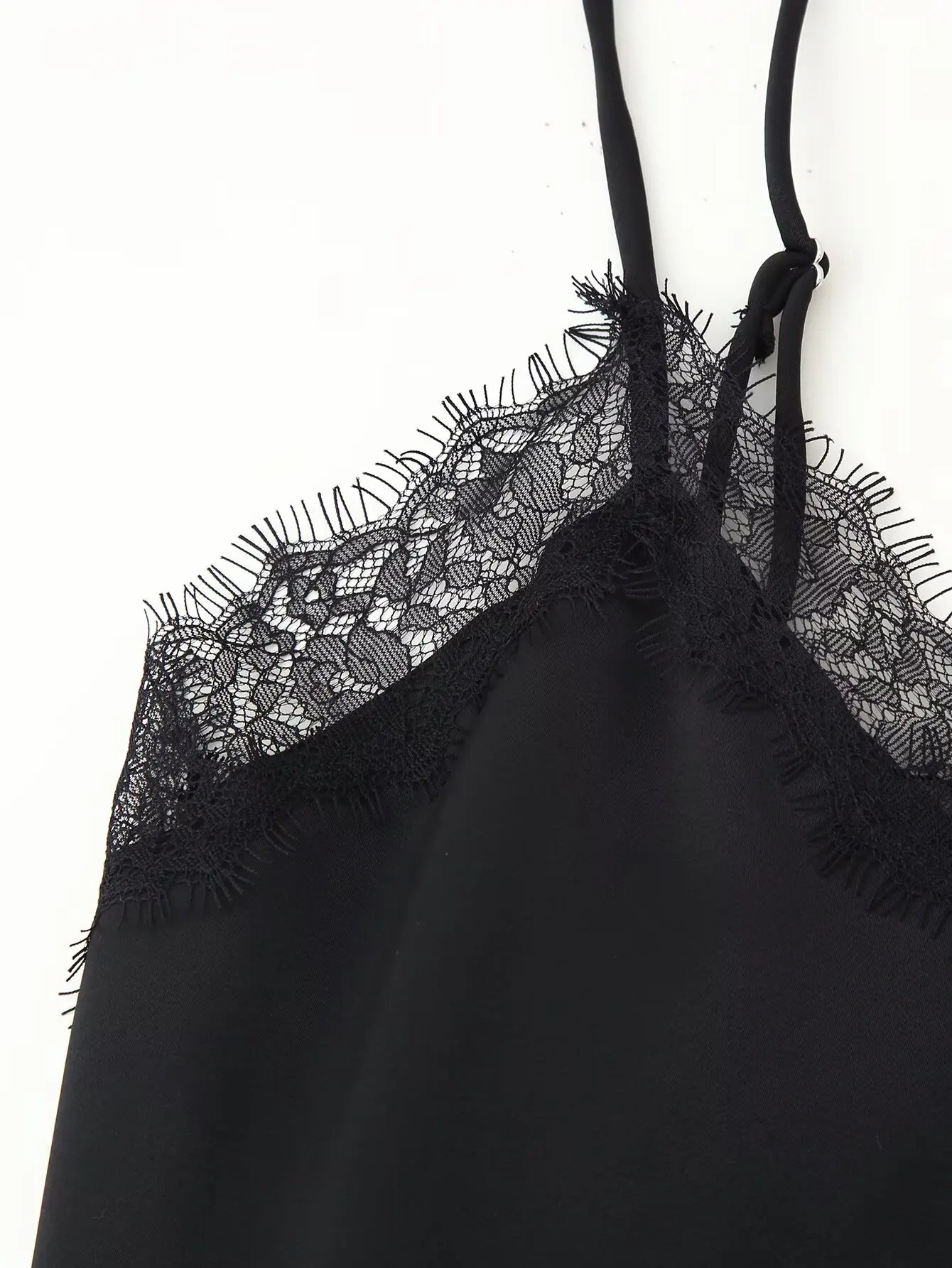 HH 2026 New Fashion Woman Lace Trim Sling Sleeveless V Collar Backless Mini Top Female Slim Fit Thin And Light Sexy Top
