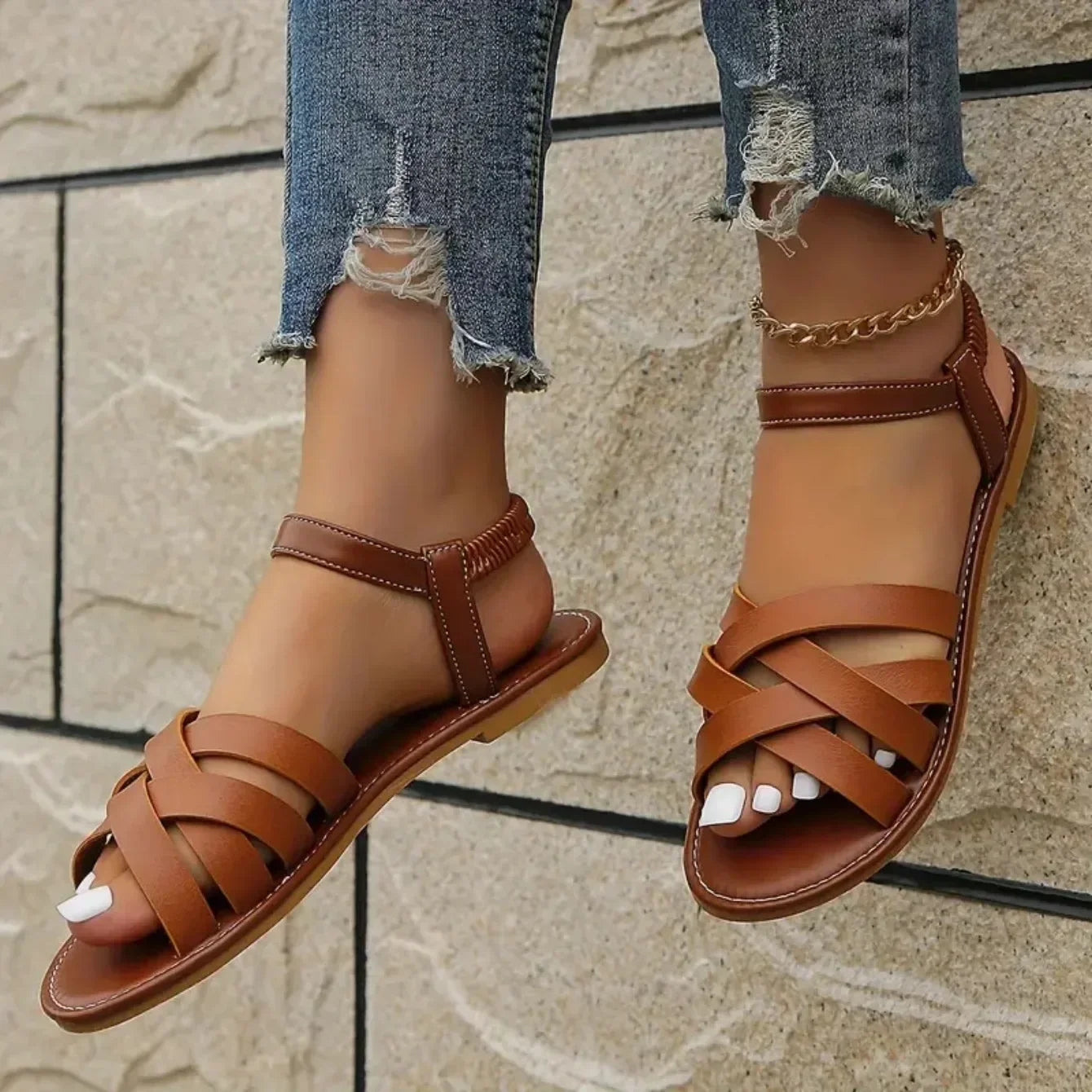 Women's Roman Strap Flat Sandals