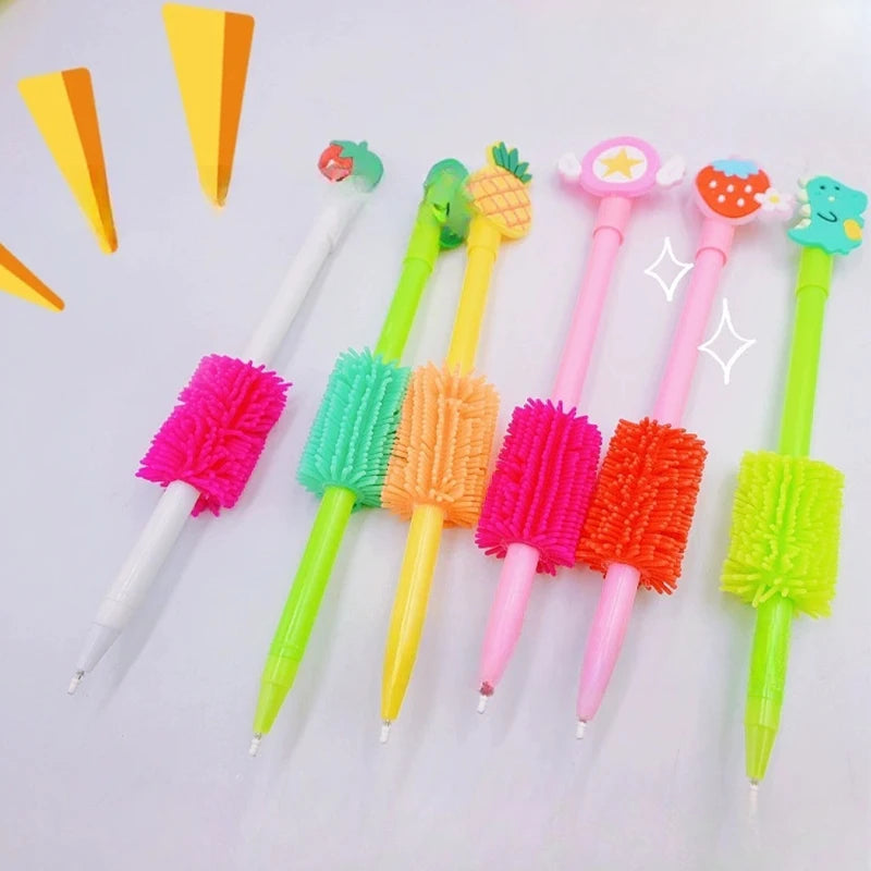 Stress Relief Pen Set Toy Silicone Silk Plush Pen Set Releases Pressure, Squeezes Creatively, Novel Stress Relief Toy Children's