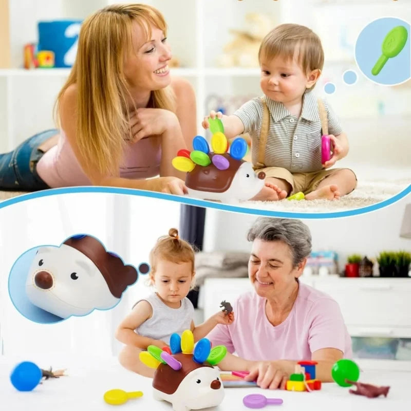 Montessori Sensory Hedgehog Animal Toy Set | Fine Motor & Nature-Themed Travel Toy for Ages 1-4