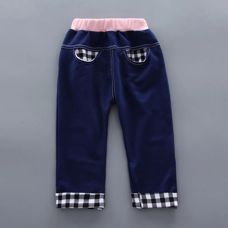 Girls' Bow Plaid Long Sleeve Top & Pants 2-Piece Set