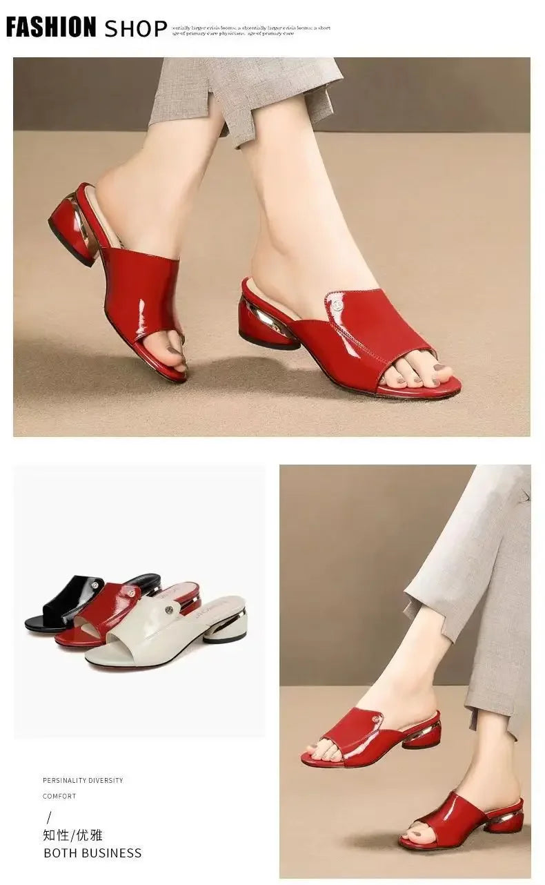 Women's High Heel Fish Mouth Square Heel Sandals