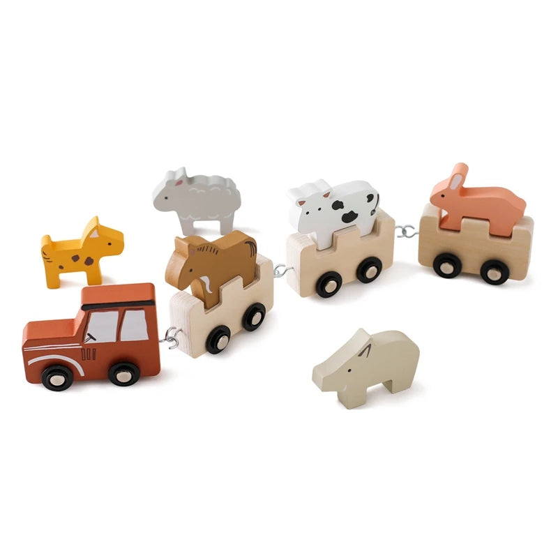 Wooden Train Birthday Toy Montessori Toys Baby Educational Toys Wooden Trolley Number Of Wood Baby's Toys Baby Learning Toys