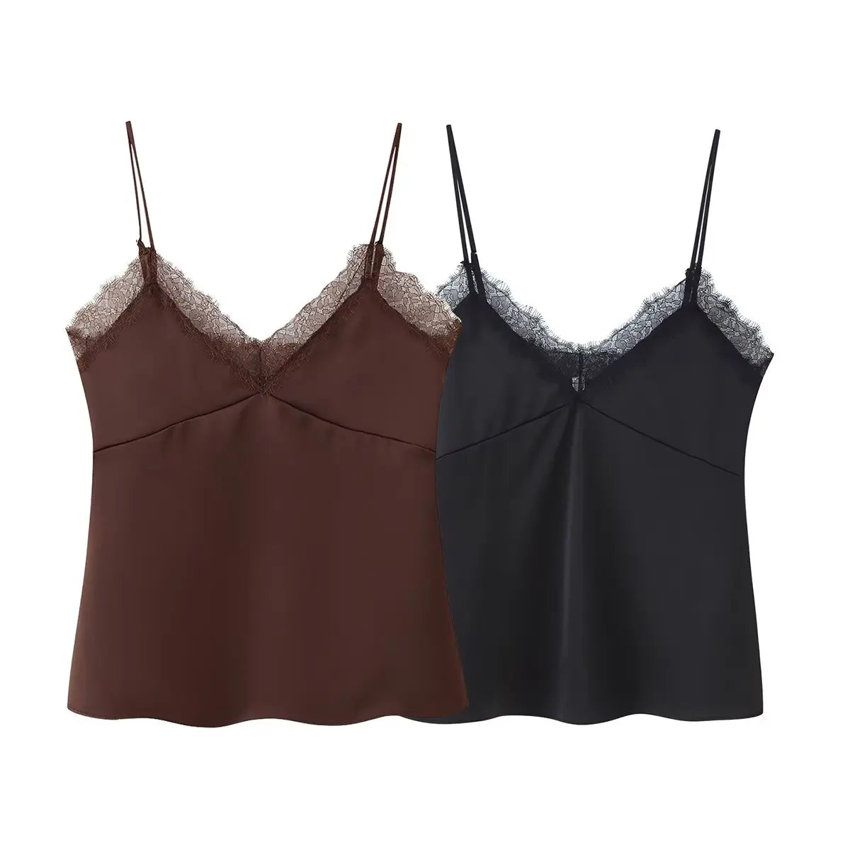 HH 2026 New Fashion Woman Lace Trim Sling Sleeveless V Collar Backless Mini Top Female Slim Fit Thin And Light Sexy Top