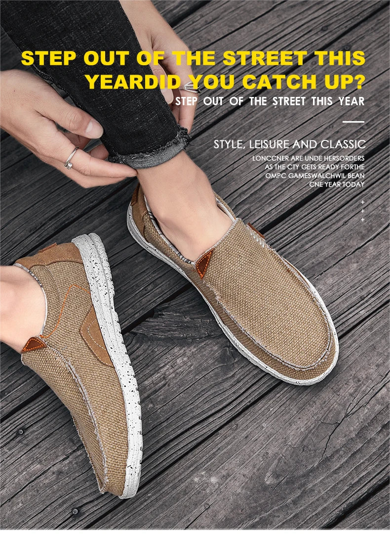 Men Canvas Shoes Slip On Loafers Summer Breathable Sneakers Men Comfty Casual Men Shoes Lightweight Flats Men Walking Zapatos