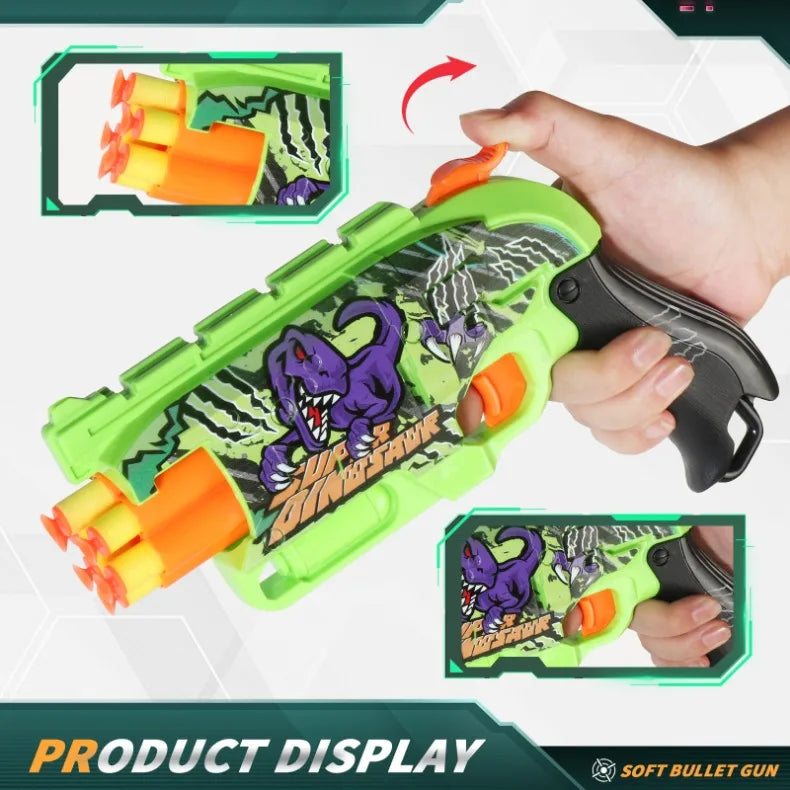 Children Air Soft Bullet Gun Toys Graffiti Shark Color Scheme 6-Round Automatic Safe Outdoor Shooting Sports Kids Boys Gifts