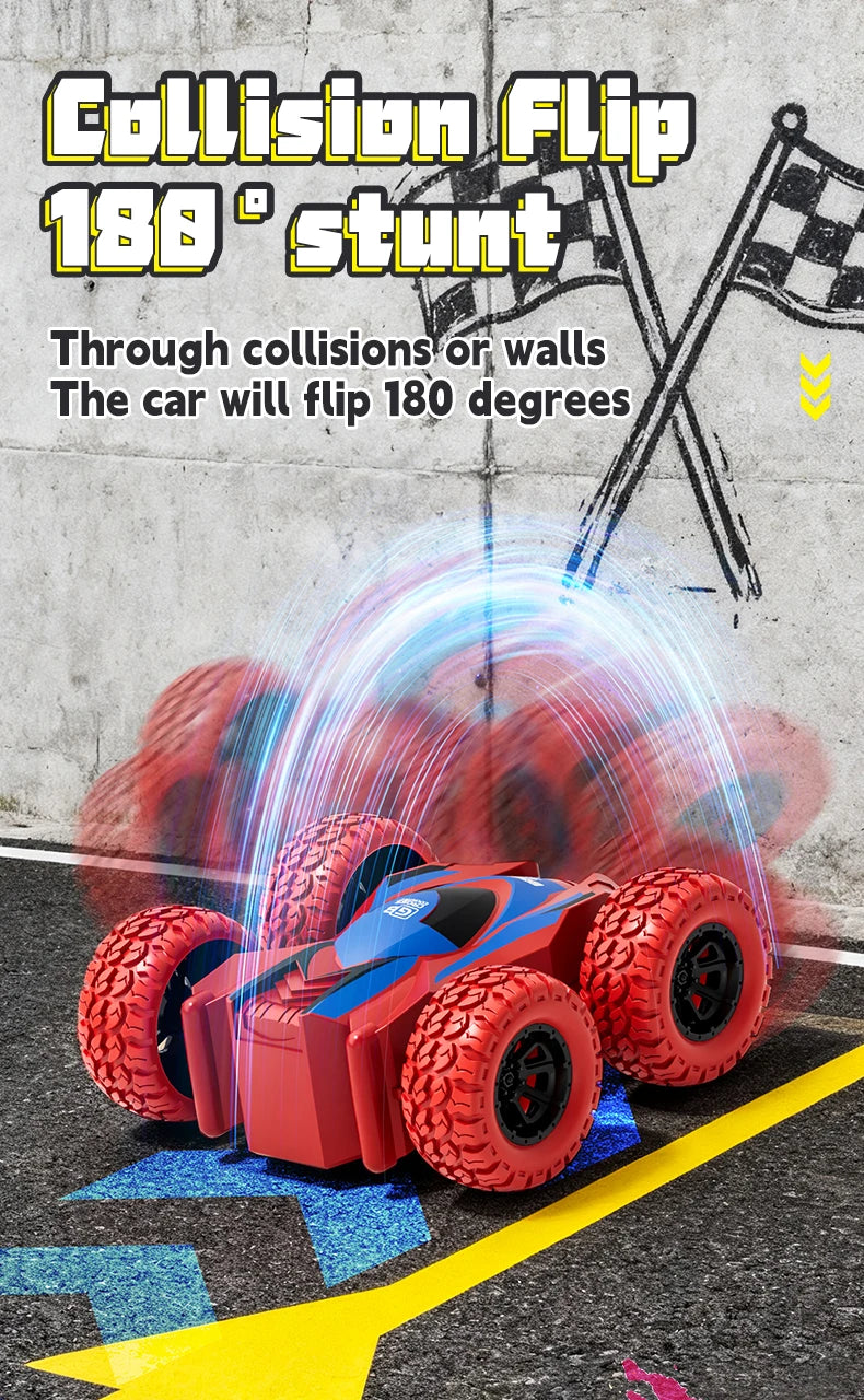 4-8 Pack 360° Rotating Stunt Car Toys - Friction Powered Toy Cars Push and Go Vehicles for Toddlers Kids Best Christmas Gift