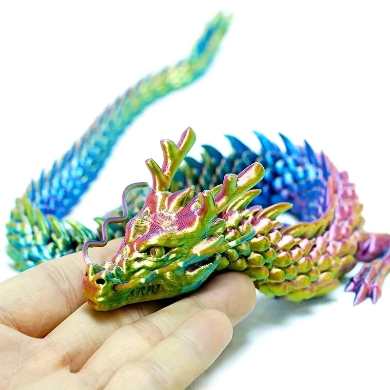 3D Printed Chinese Dragon Figurine - Movable Joints Collectible