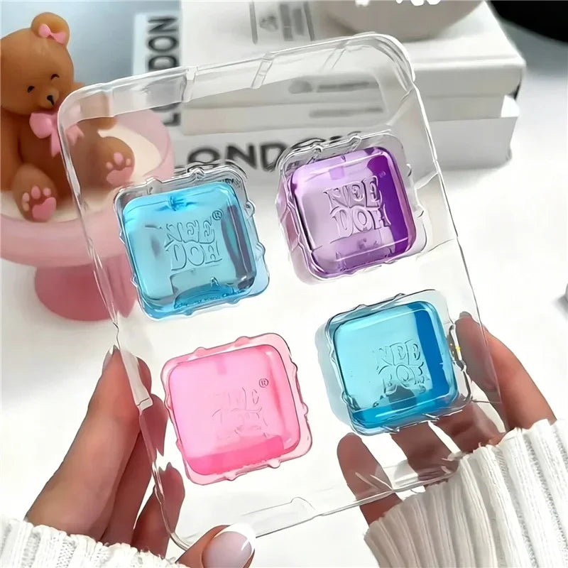 Needoh Nice Berg Giant Sensory 7.5cm Cube Mini 4 Pack Baby Teenie Cube Sensory Slow Rebound Stress Reliever Anti-Anxiety Toy