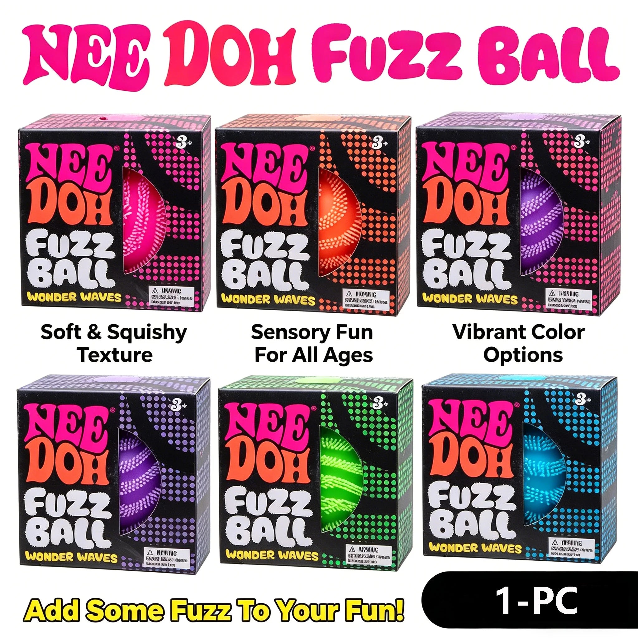 NeeDoh Fuzz Ball Blind Box Stress Relief Toy | Soft Squishy Desktop Ornament Squeeze Ball
