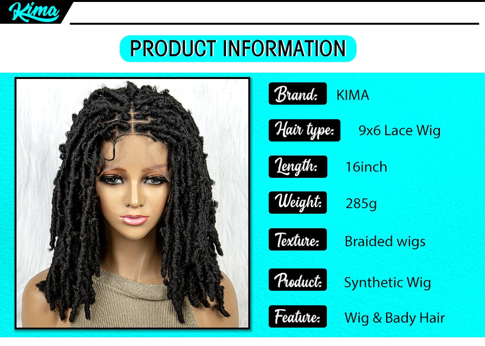 Synthetic Lace Front Wig Braided Wigs Dreadlock Wig 16 inches Short Knotless Butterfly Locs Wigs for Black Women Synthetic Wig