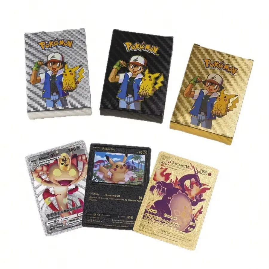 55pcs Card Set, Gold Silver Black Rainbow Diamond Foil TCG Game Cards, VMAX GX VSTAR, Collectible Cards, Hobby Collection.