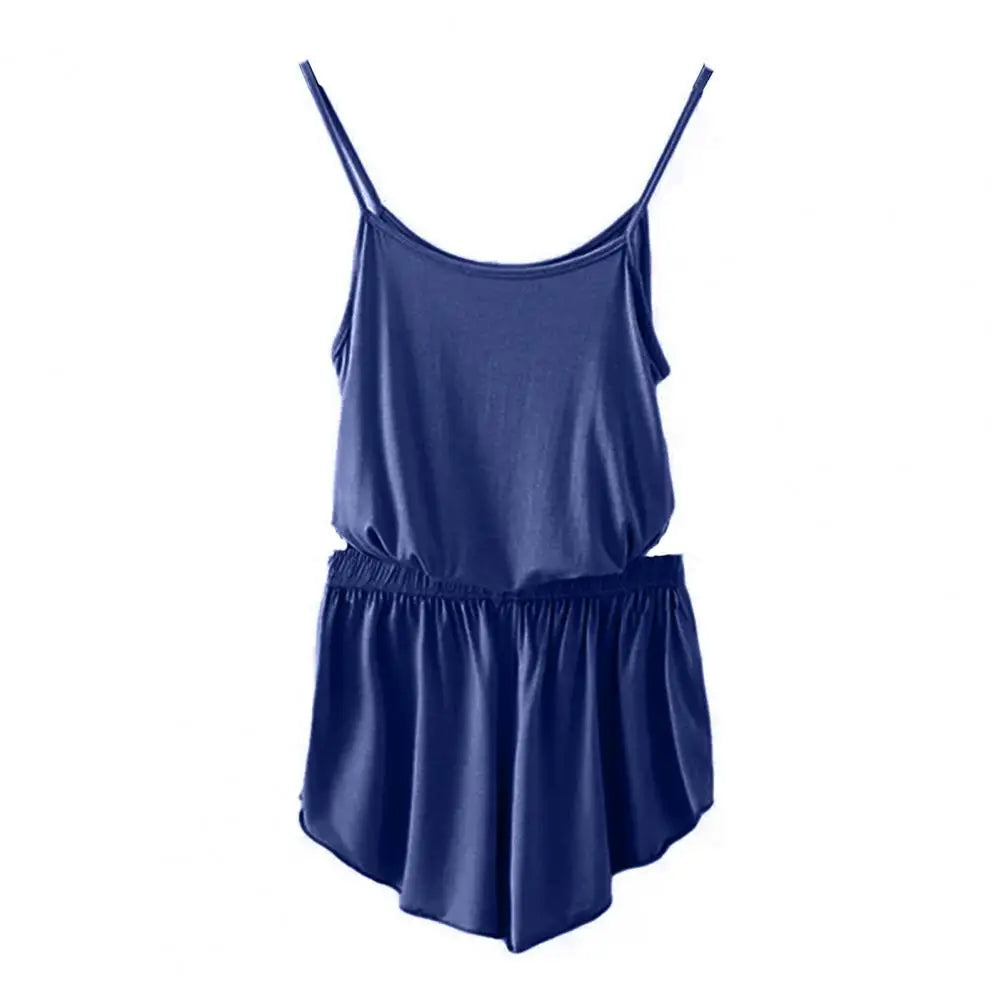 Women's Solid Color Camisole & Shorts Pajama Set – Sleeveless 2-Piece Summer Loungewear