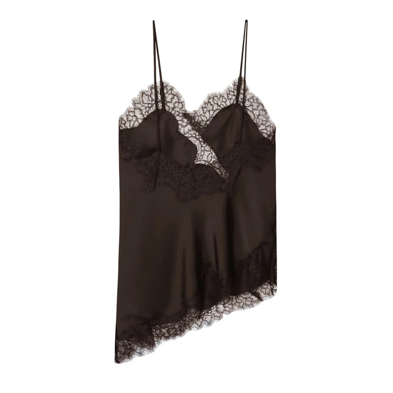 Women's Lace Asymmetric Backless Camisole Top