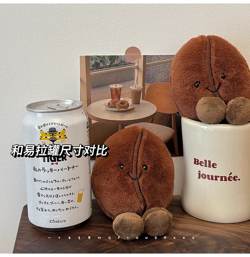 Jellycat-Style Coffee Bean Plush Toy | Soft Stuffed Food Doll — Cute Home Decor & Gift