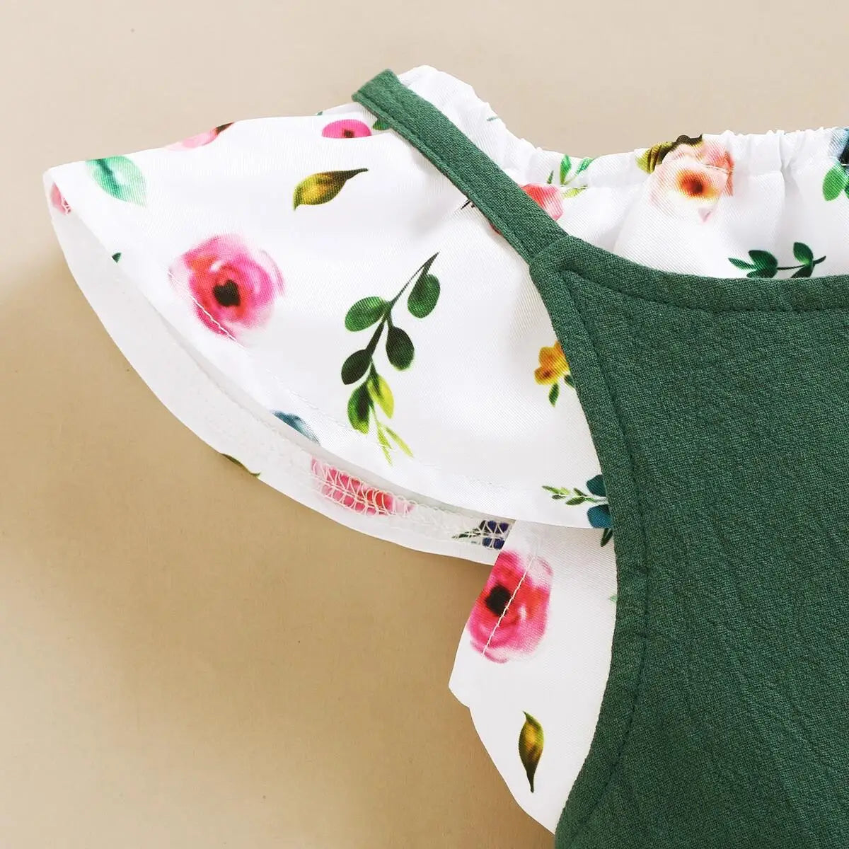 Toddler Girls Floral Print Top & Suspender Pants Set