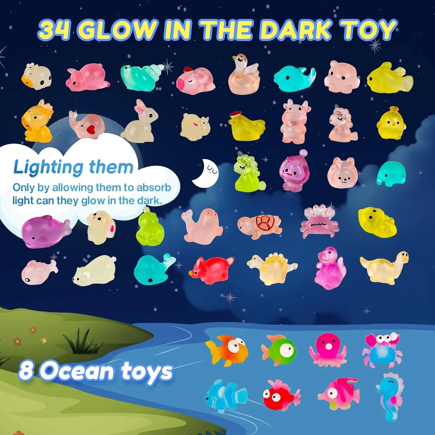 Kids Bath Bombs with Glow Toys Inside - 24 Pack