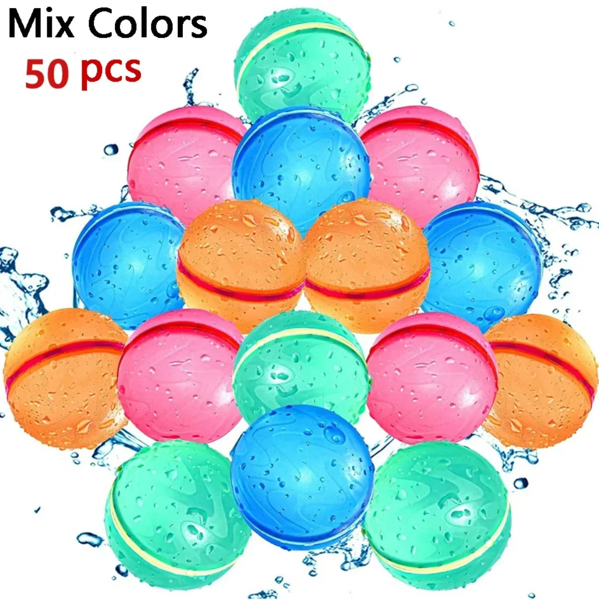 Reusable Self-Sealing Water Balloons | Quick Fill Splash Balls | Kids Outdoor Fun | 4–50 Pack