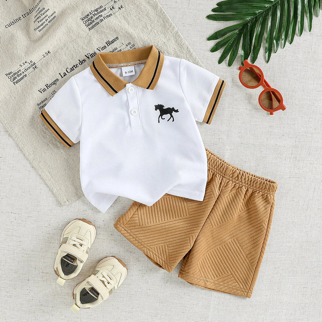 Baby Boy Cartoon T-Shirt & Shorts Summer Outfit Set