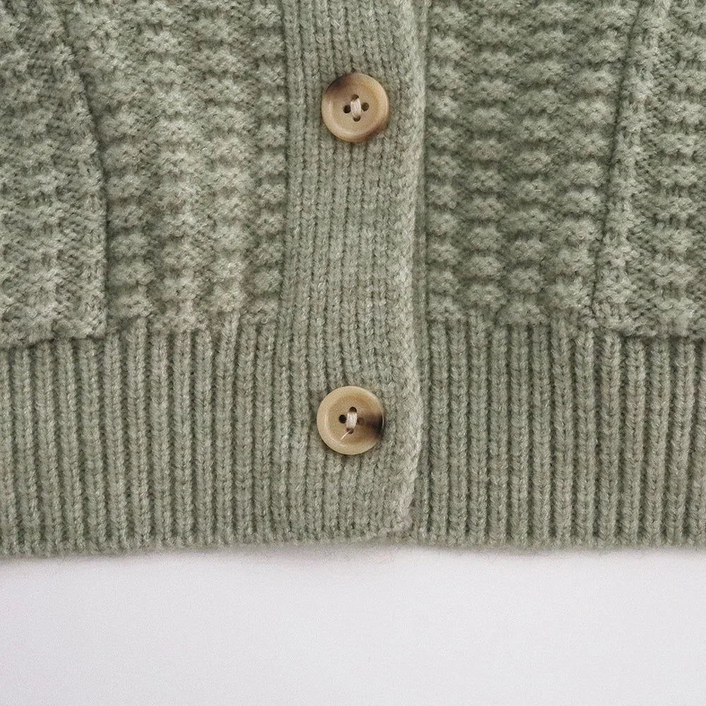 Kids Textured Knit Cardigan with Pockets — Unisex