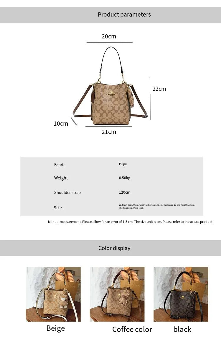 Unisex PU Bucket Bag with Magnetic Buckle