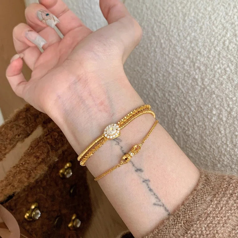 Light luxury high-end geometric bracelets for women inlaid diamonds exquisite chain bracelet fashion retro party jewelry gift