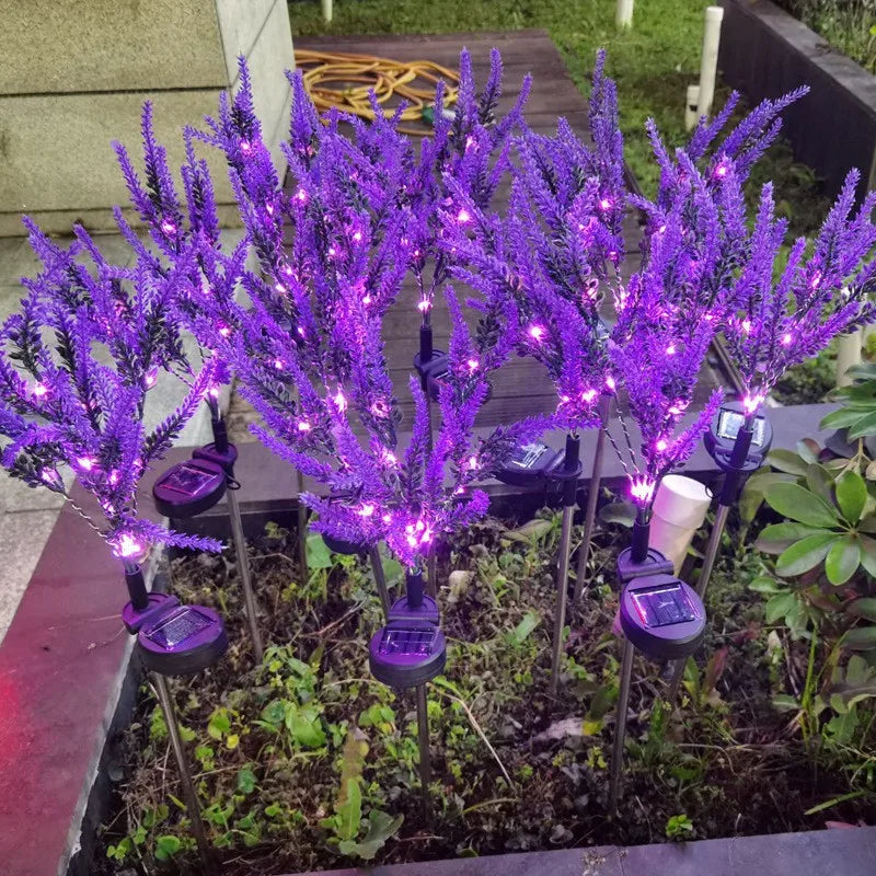 Outdoor Courtyard Simulation Light, Square Lawn Ground Insertion LED Solar Lavender Light, Landscape Simulation Flower Light