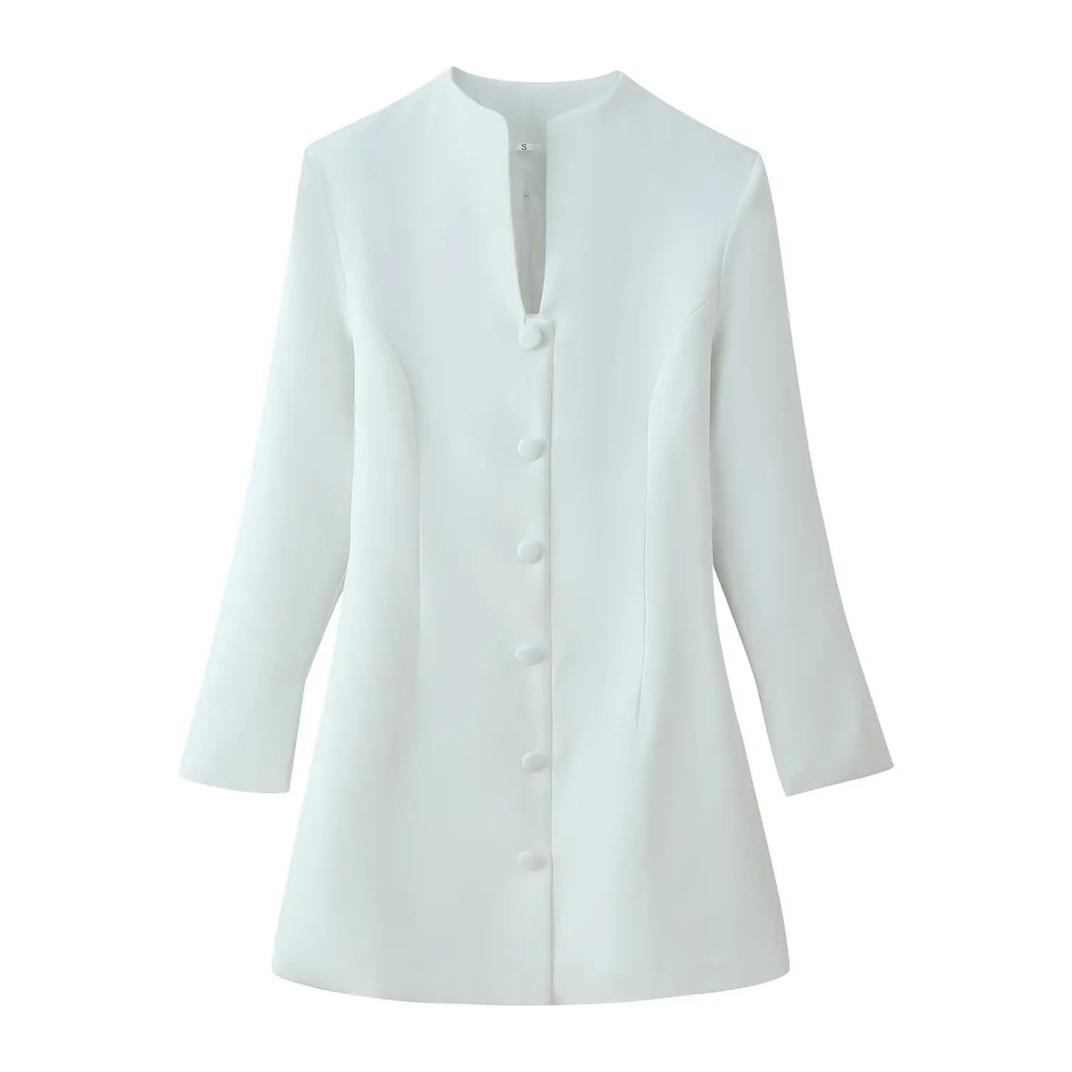 HH 2026 Trendy Woman's Spring New Fashion Sexy Dresses Solid V-Neck Long Sleeves Single-Breasted Female Elegant Mini Dress