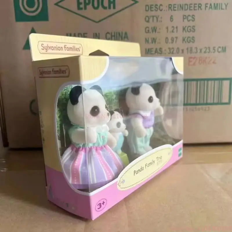 Sylvanian Families Anime Girl Figures Calico Critters Furniture Set Floral Cat Chocolate Rabbit Elephant Panda Family Trio Girts
