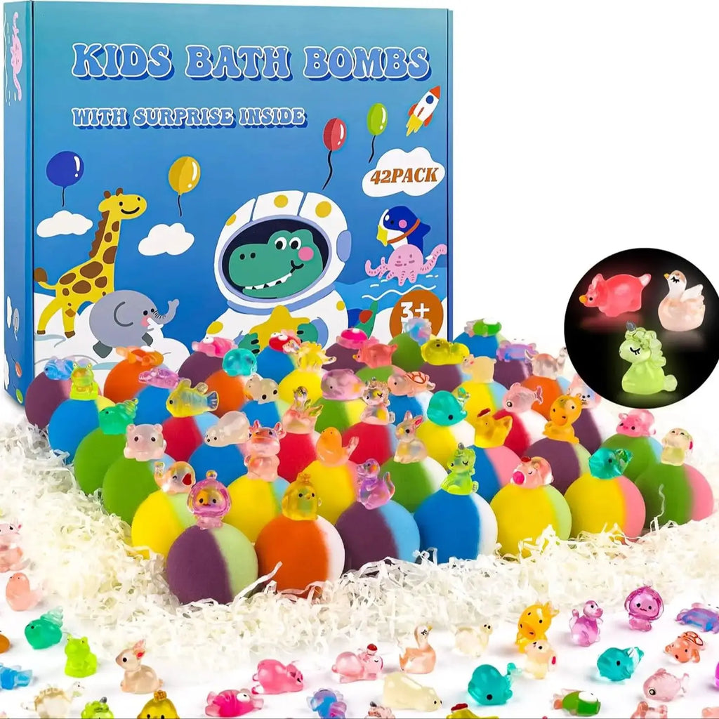 Kids Bath Bombs with Glow Toys Inside - 24 Pack