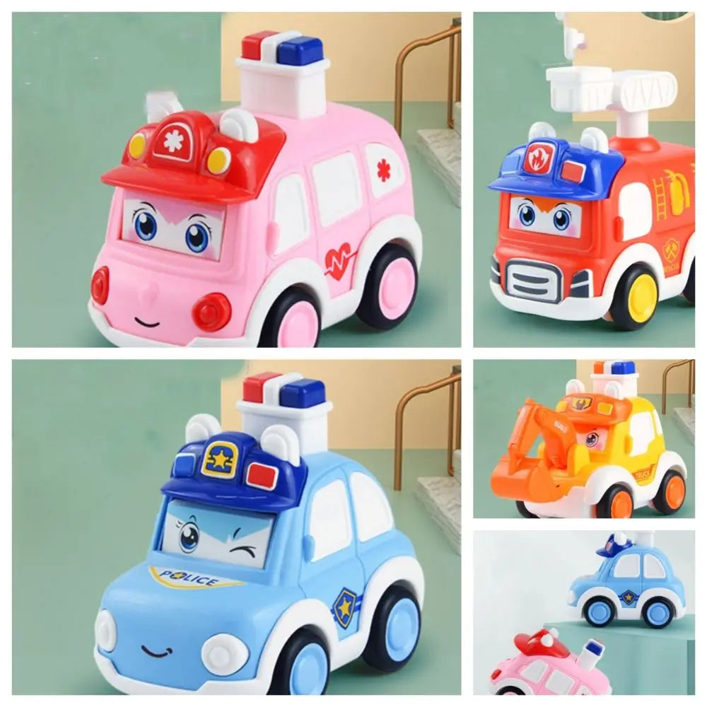 Interactive Police Car Press and Go Car Toy Vehicle Pull Back Push and Go Cars Fire Truck Mini Vehicles Wind-up Cars Toys Gift