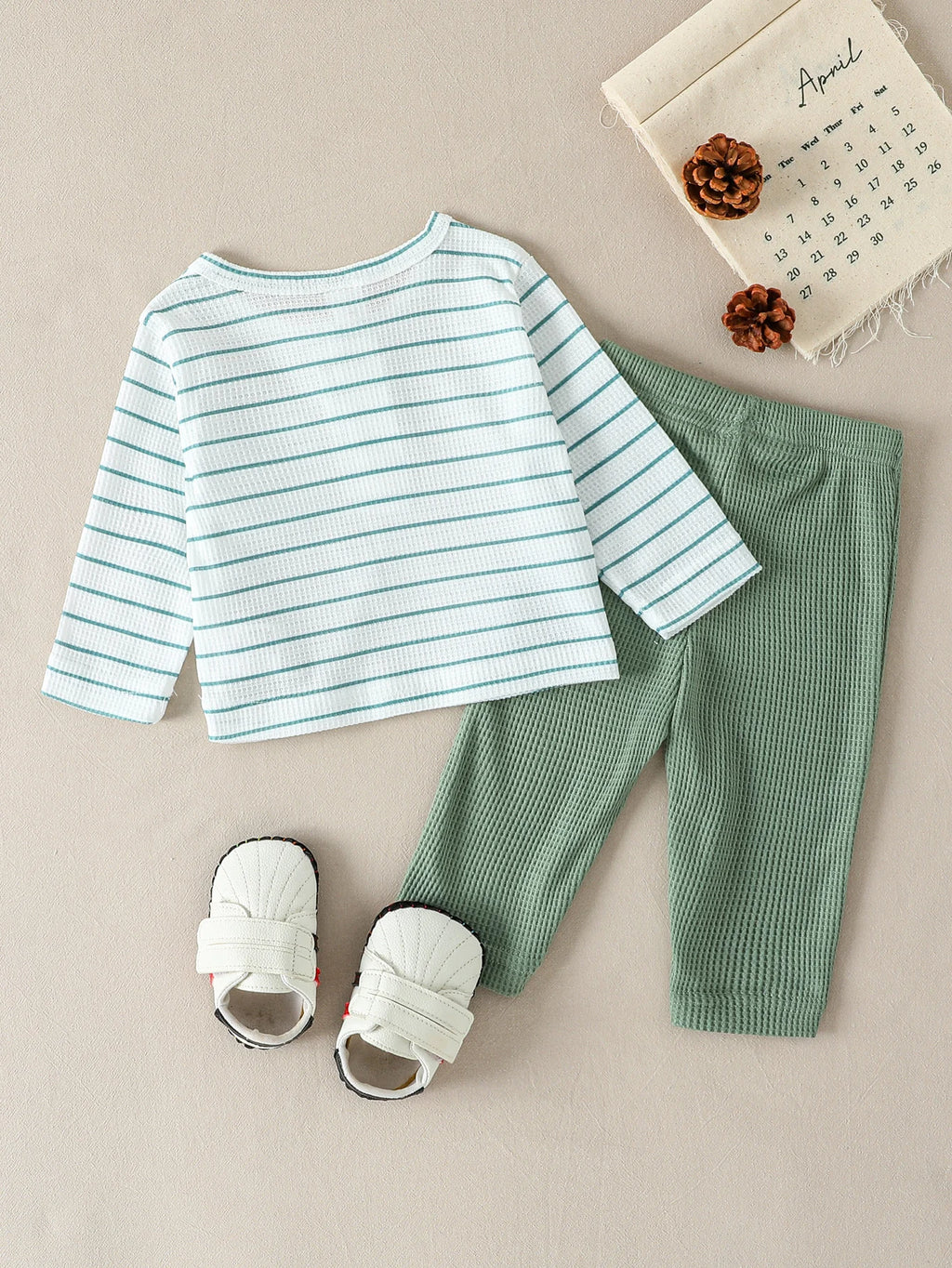 Toddler Baby Boys Clothes Fall Outfit Striped Crew Neck Long Sleeve Sweatshirt & Pants 2Pcs Set For 1-3Y Casual Daily Clothes