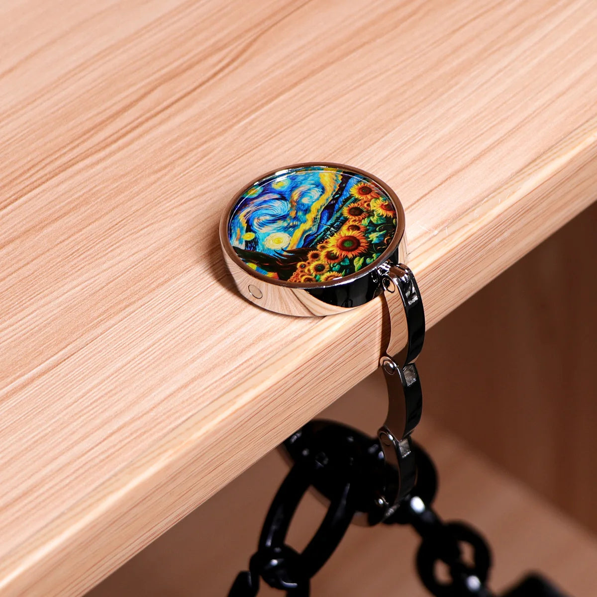 Van Gogh Art Folding Metal Purse Hanger & Table Bag Hook