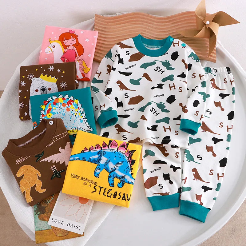 Kids' Unisex Cartoon Pajama 2-Piece Set