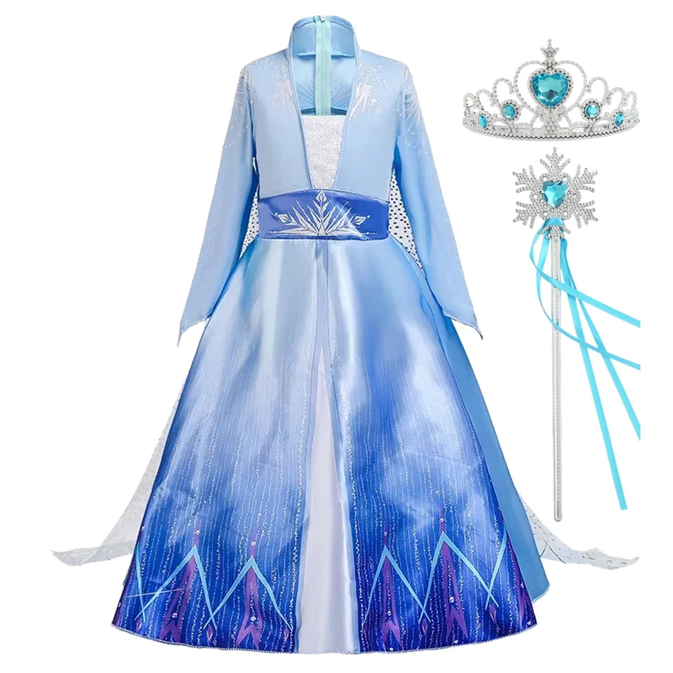 Girls Princess Snow Queen Costume Dress