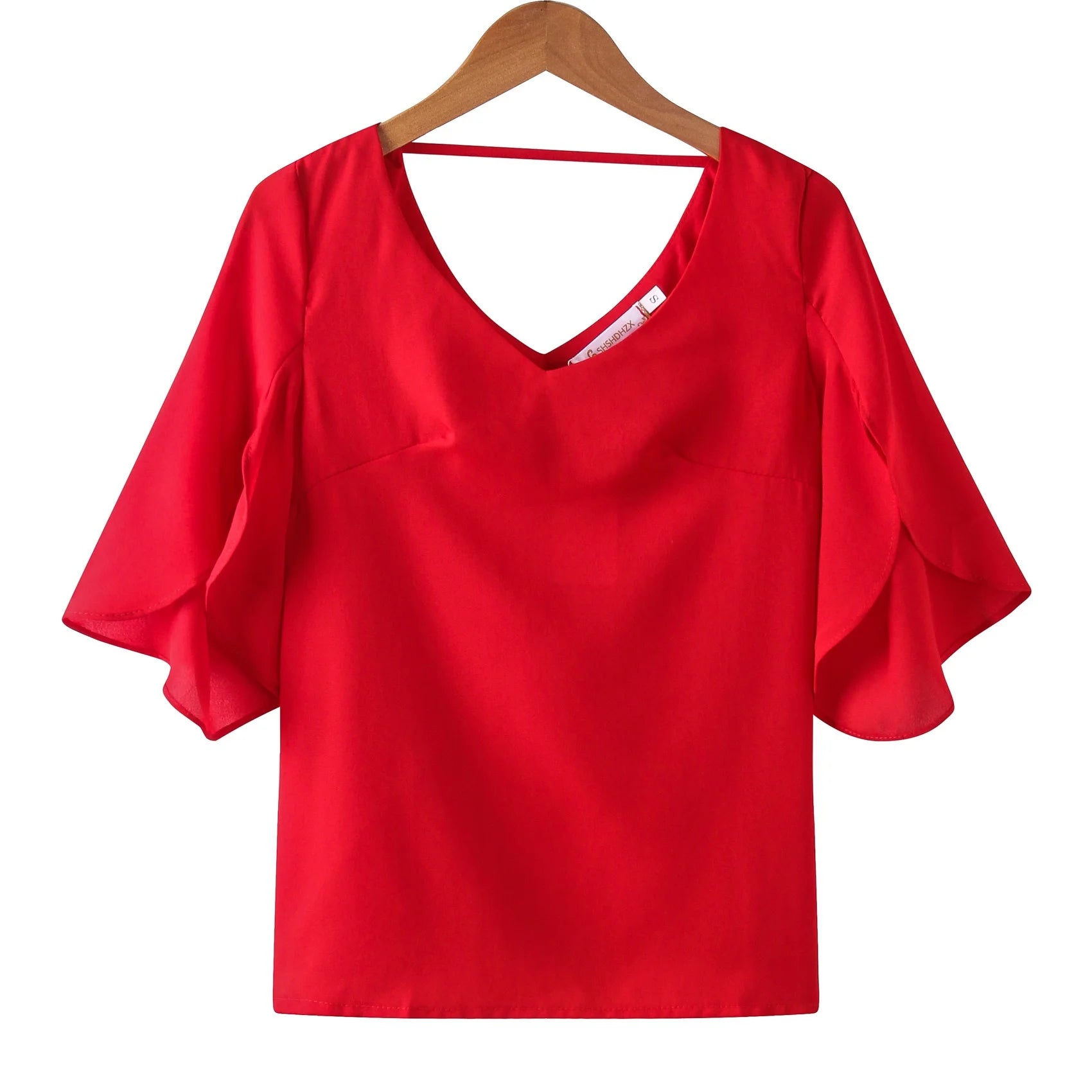 Women's Ruffled V-Neck Chiffon Blouse