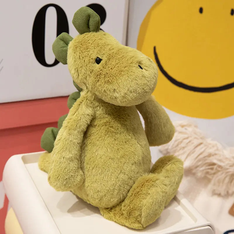 JC Shy Green Dinosaur Plush Doll | Soft Stuffed Cartoon Toy — Bag Charm & Festive Gift