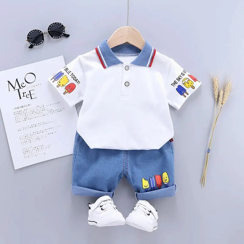 Baby & Toddler Boys' Cartoon T-Shirt & Shorts Summer Set