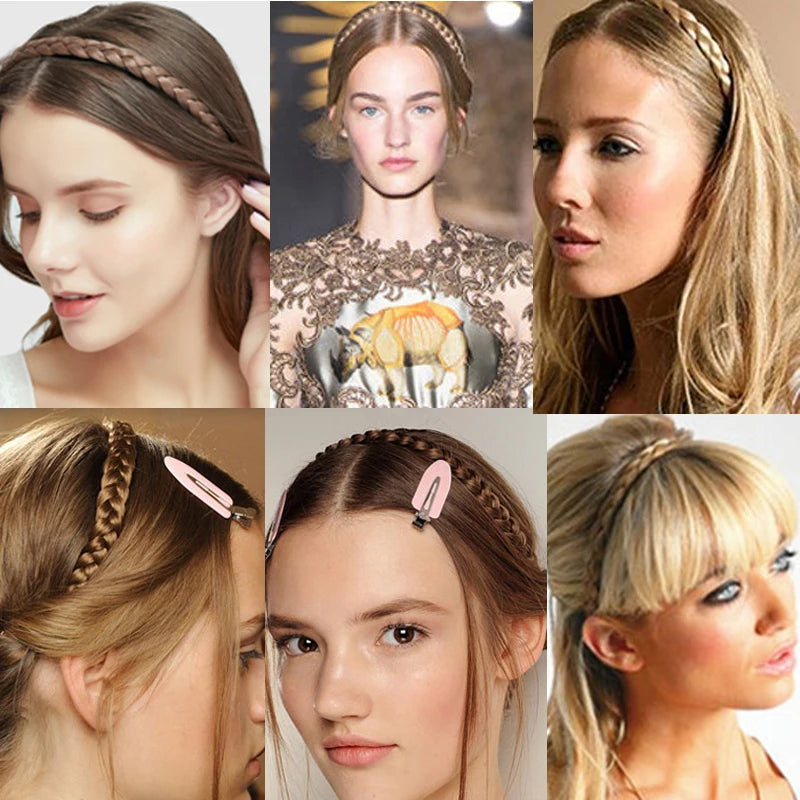 Braid Hair Band Women Fishbone Braid Women Wig Twist Braid Headband Hairpin Bohemia Non-slip Headdress Bridal Hair Accessories