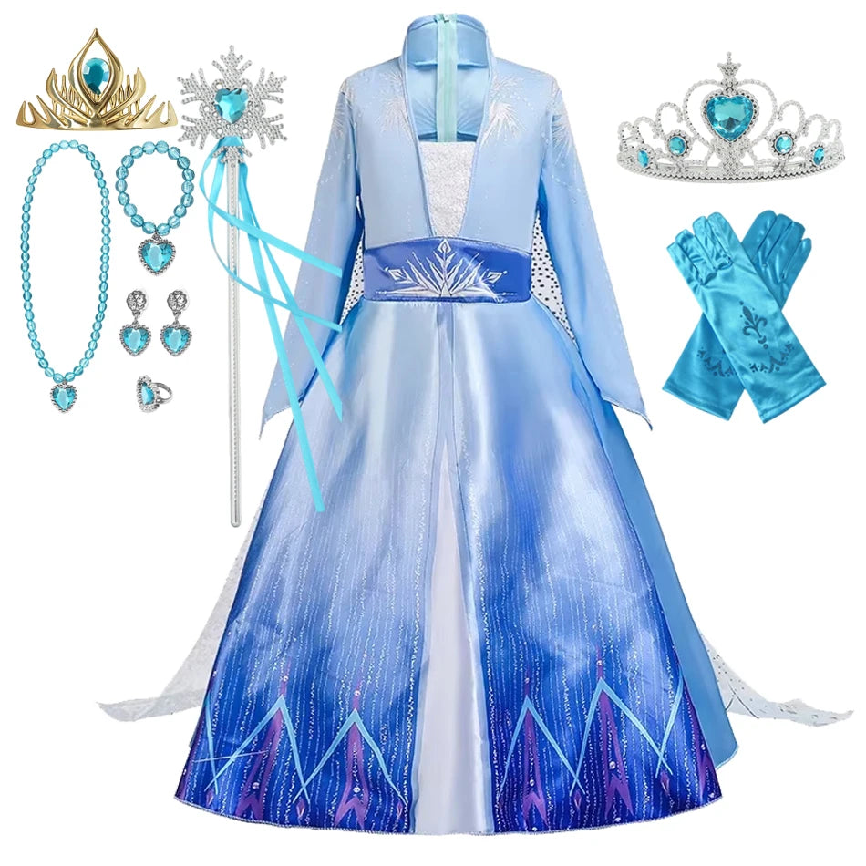Girls Princess Snow Queen Costume Dress