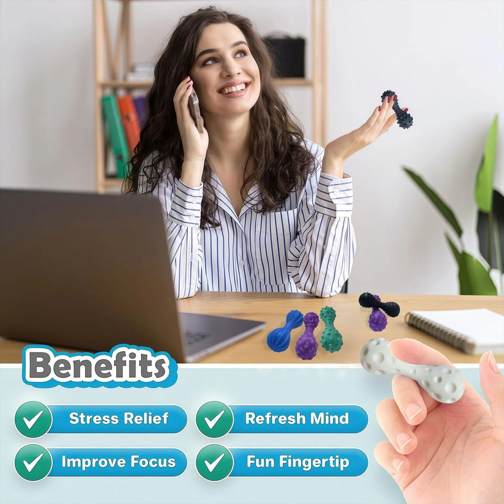 Sensory Fidget Stones 6-Pack | Textured Silicone Calming Toys for Anxiety & Autism