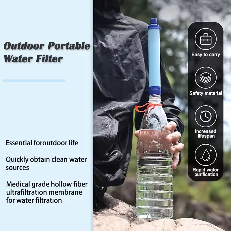 Disaster Preparedness Water Filter, Personal Survival Straw Purifier for Emergency Kits, Outdoor Camping & Hiking Gear