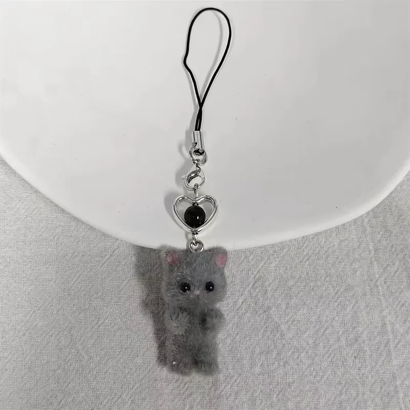 Cute calico critters persian cat beaded keychains y2k handmade