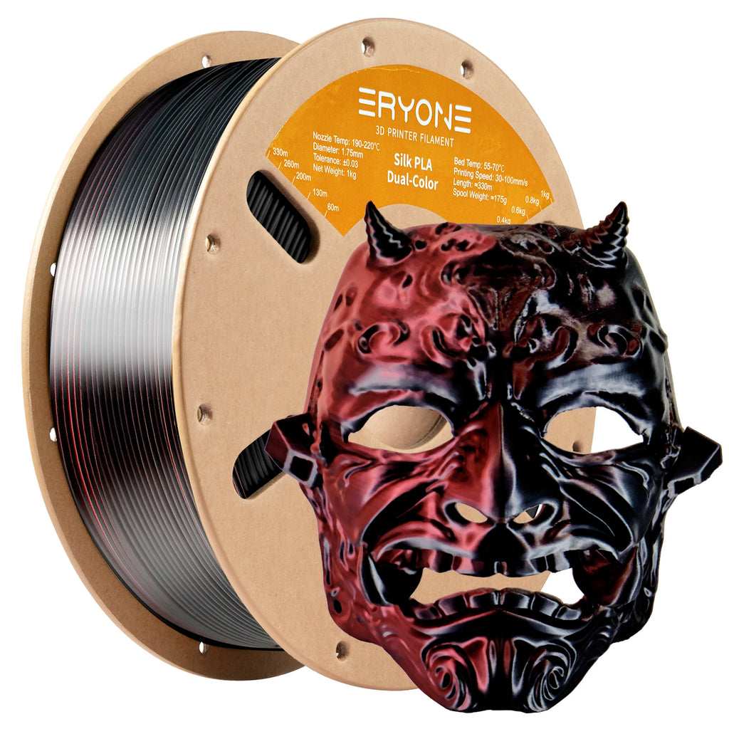 ERYONE 1KG Silk Dual Color PLA Series 3D Printer Filament 1.75mm, Dual-Color Coextrusion Silky Shiny Finish, 1kg Spool