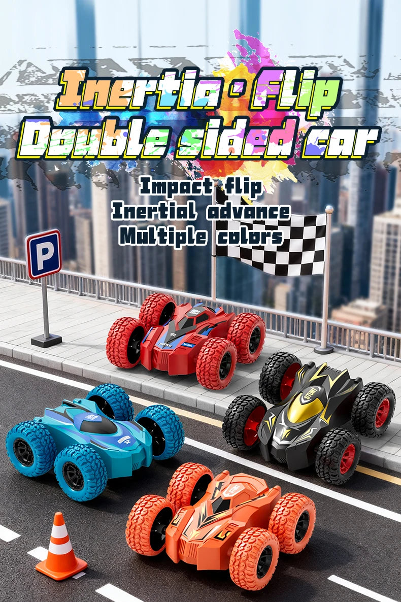 4-8 Pack 360° Rotating Stunt Car Toys - Friction Powered Toy Cars Push and Go Vehicles for Toddlers Kids Best Christmas Gift