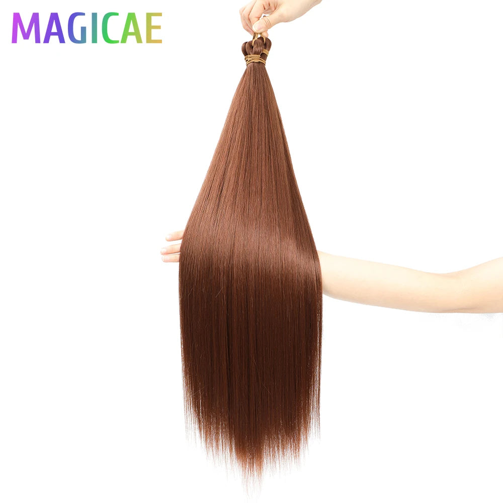 Braids Crochet 3Pcs 28Inches 300grams Synthetic Straight Bundles Orange Highlight Brown Braiding Hair Ombre Blond Gray White 60#